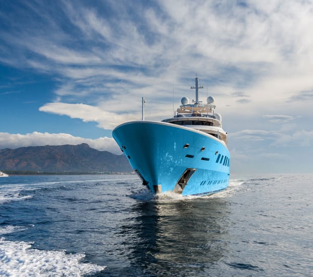 Superyacht cruising through the water
