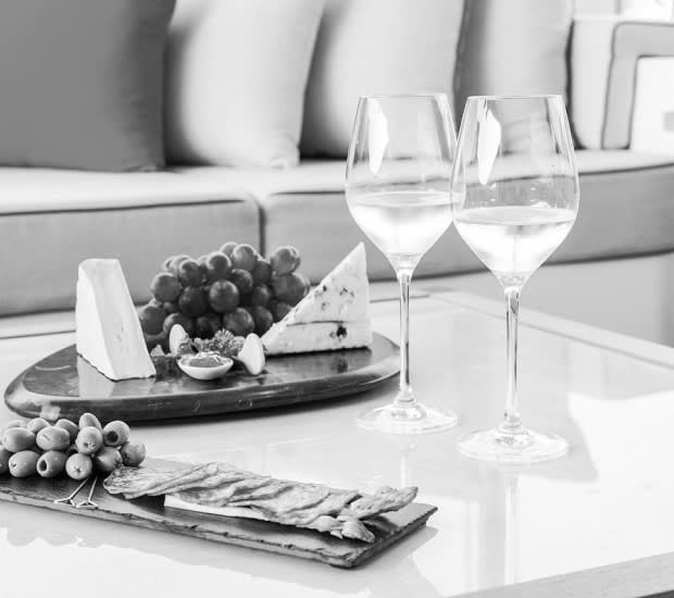 Owner and guest services - wine and cheese served onboard a superyacht
