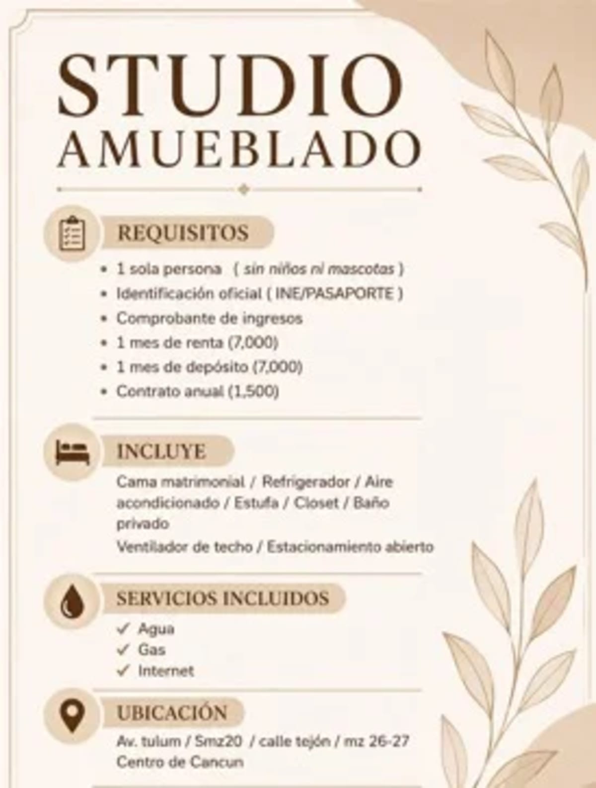 Estudio en Renta en Cancún Amueblado — foto 3
