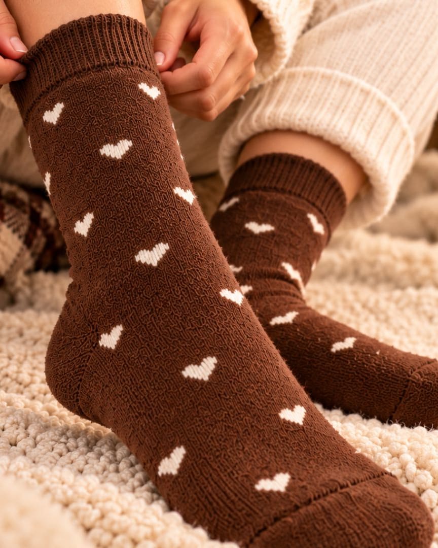 Woollen Crew Socks for Women | Warm, Soft & Cozy Winter Socks | Cute Heart Print | Pack of 3 Pairs thumbnail 4