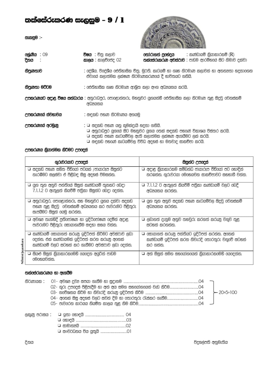 Grade 9 Art Assessment Plan - preview page 1