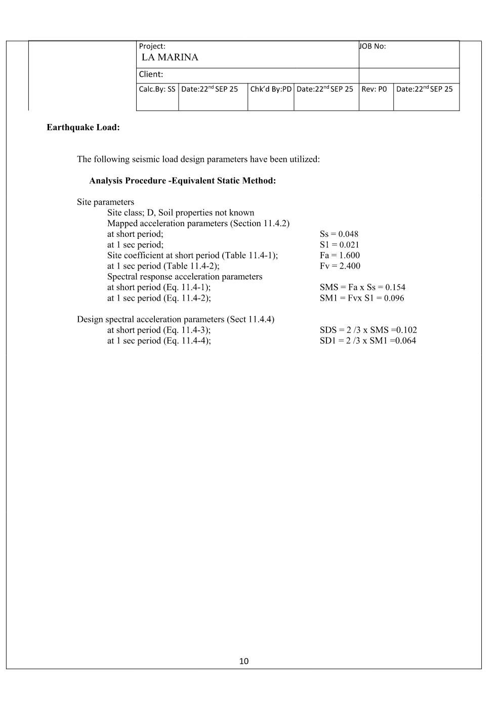 Design Calculation Sheet 11