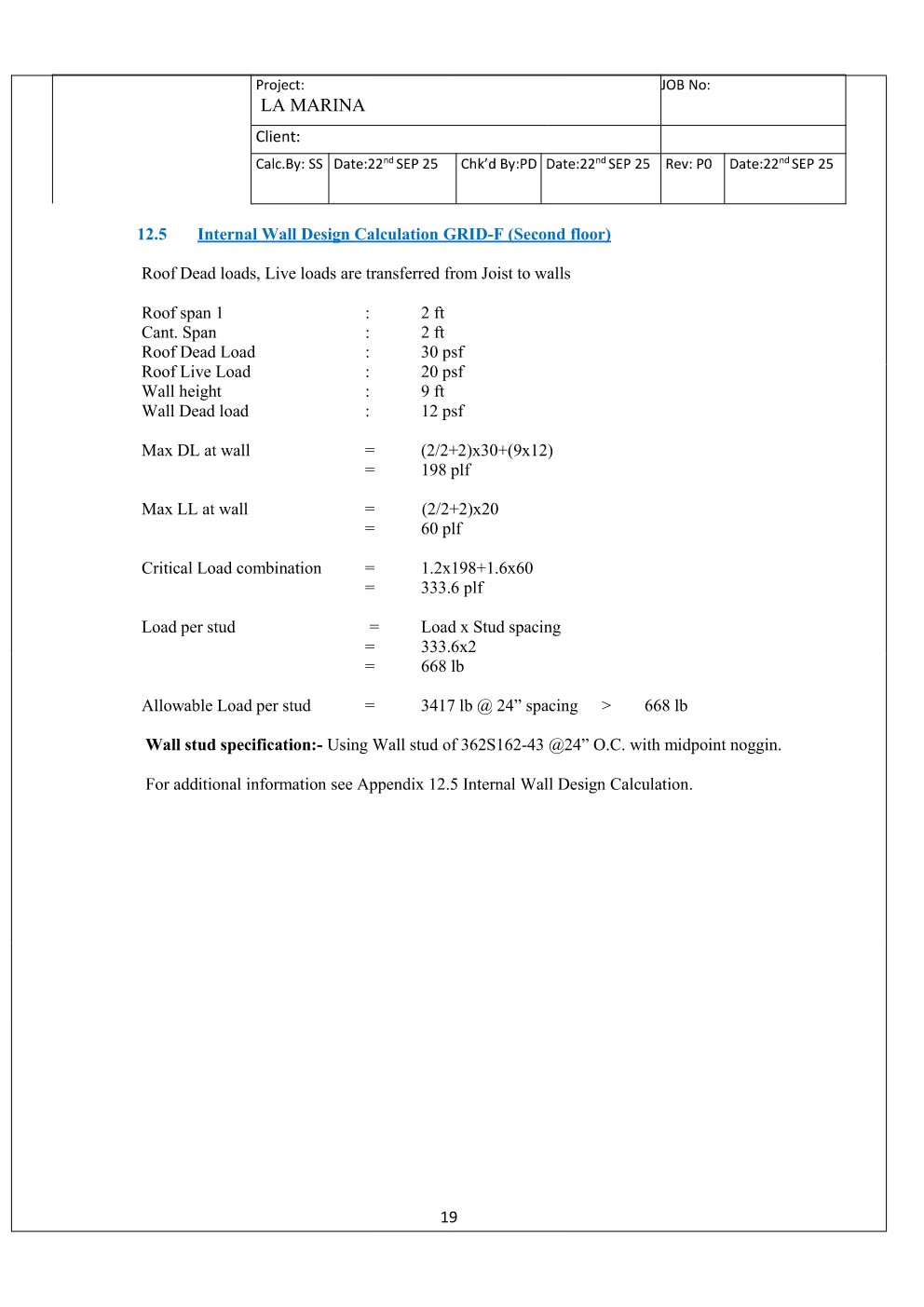 Design Calculation Sheet 20