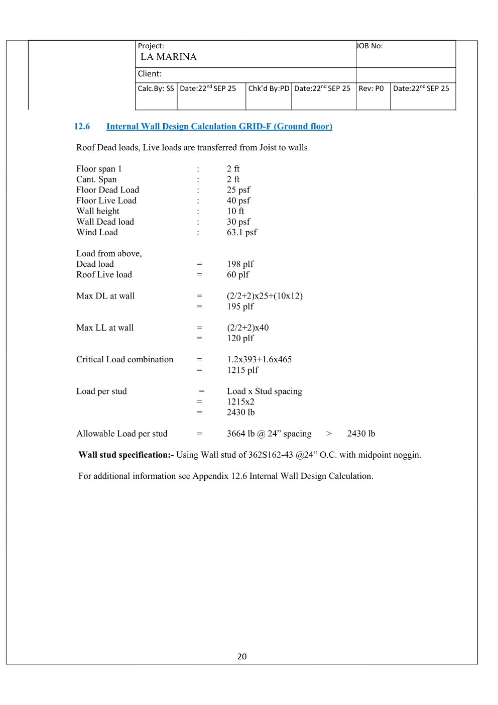 Design Calculation Sheet 21