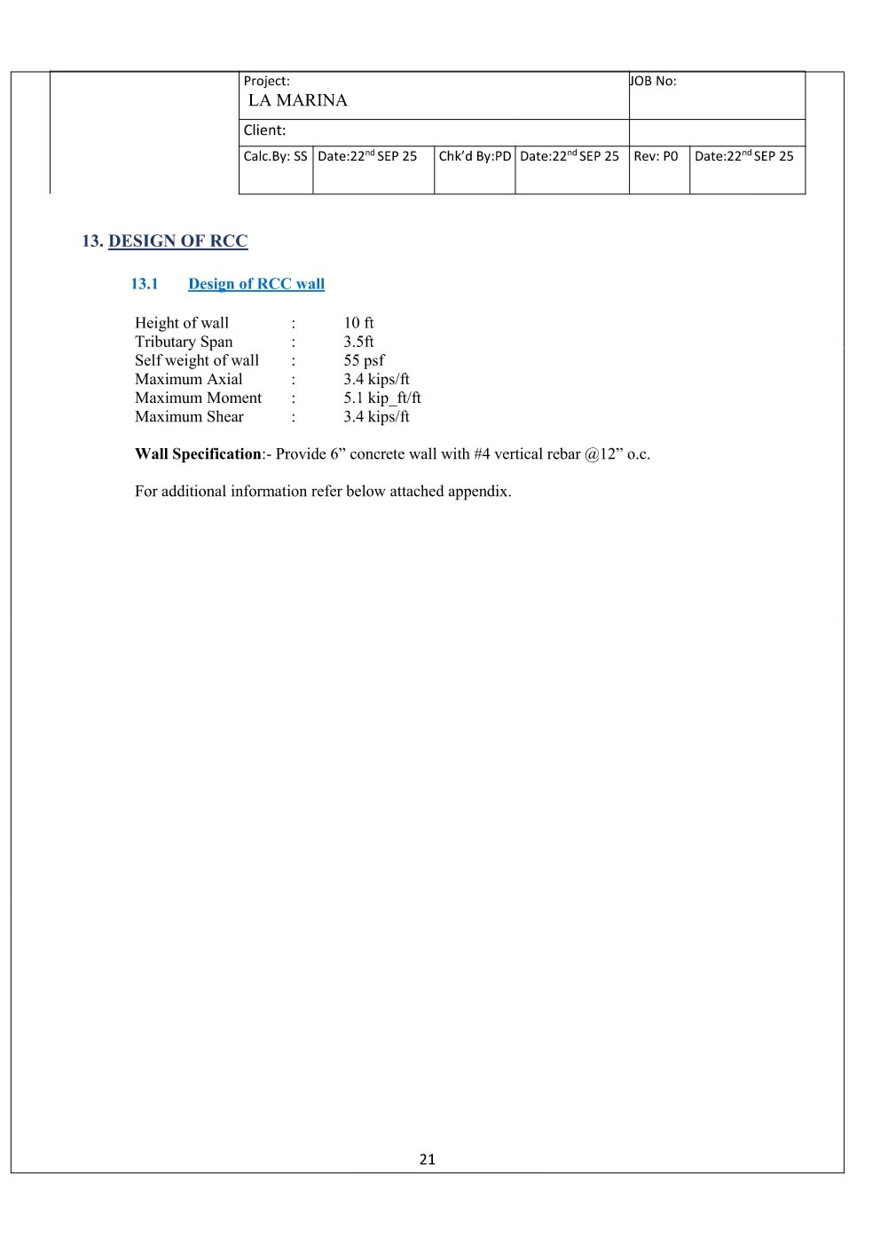 Design Calculation Sheet 22