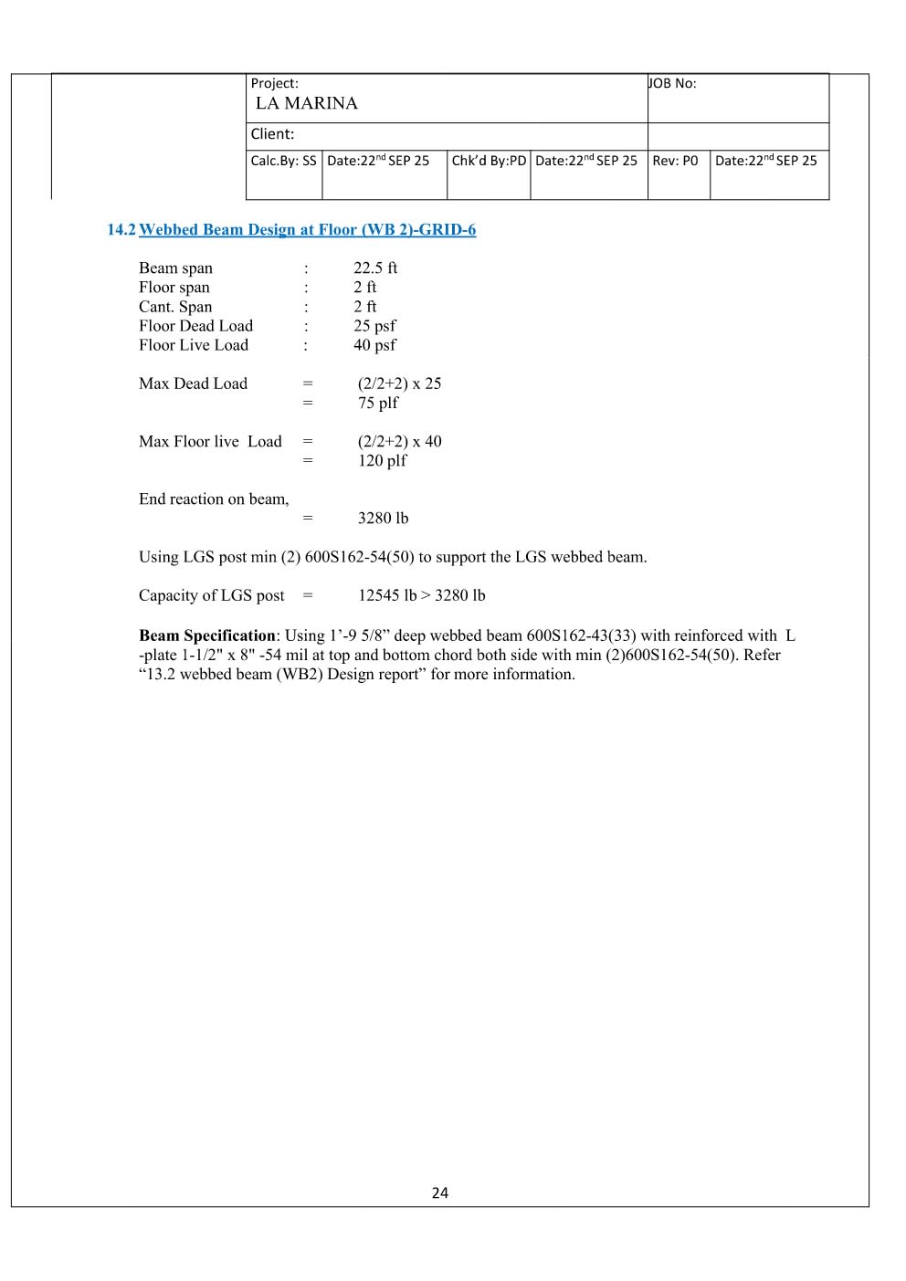 Design Calculation Sheet 25