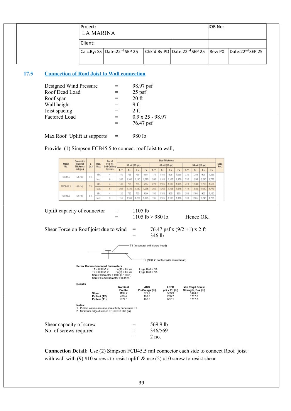 Design Calculation Sheet 40
