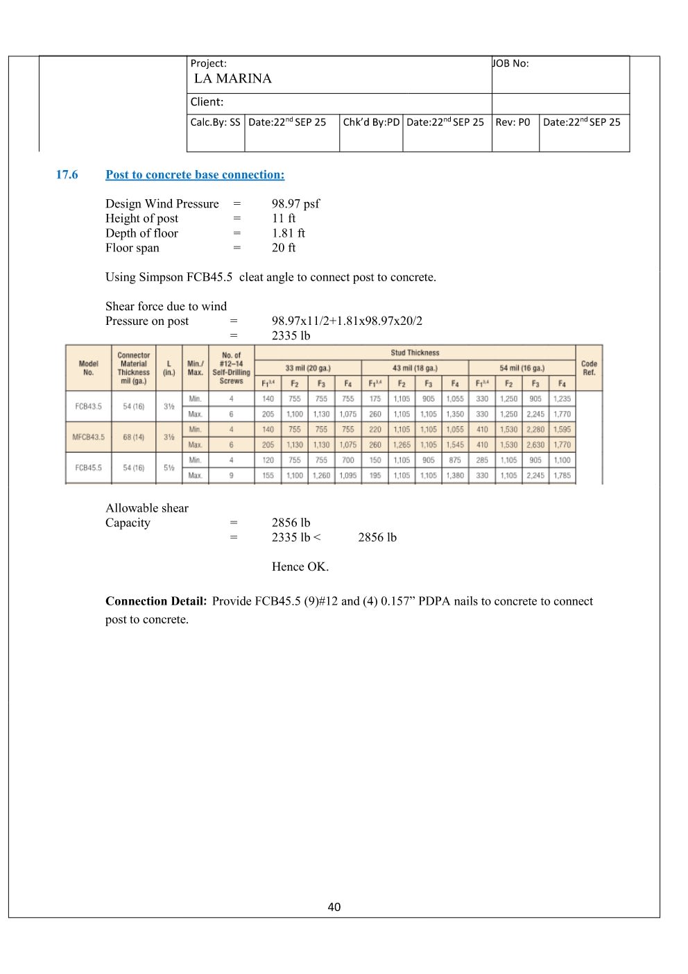 Design Calculation Sheet 41