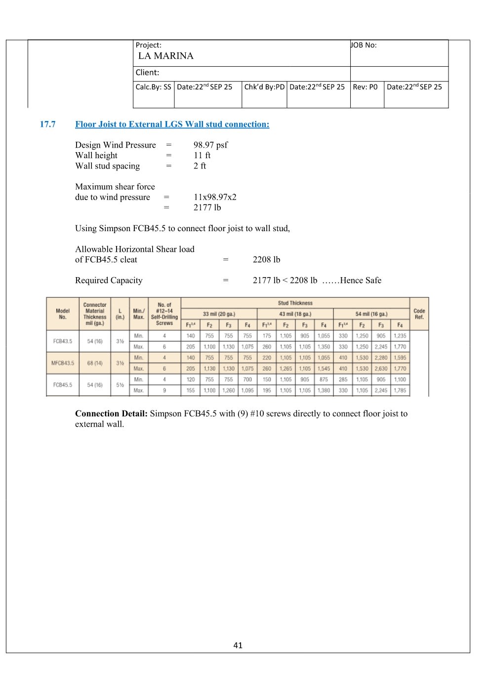 Design Calculation Sheet 42