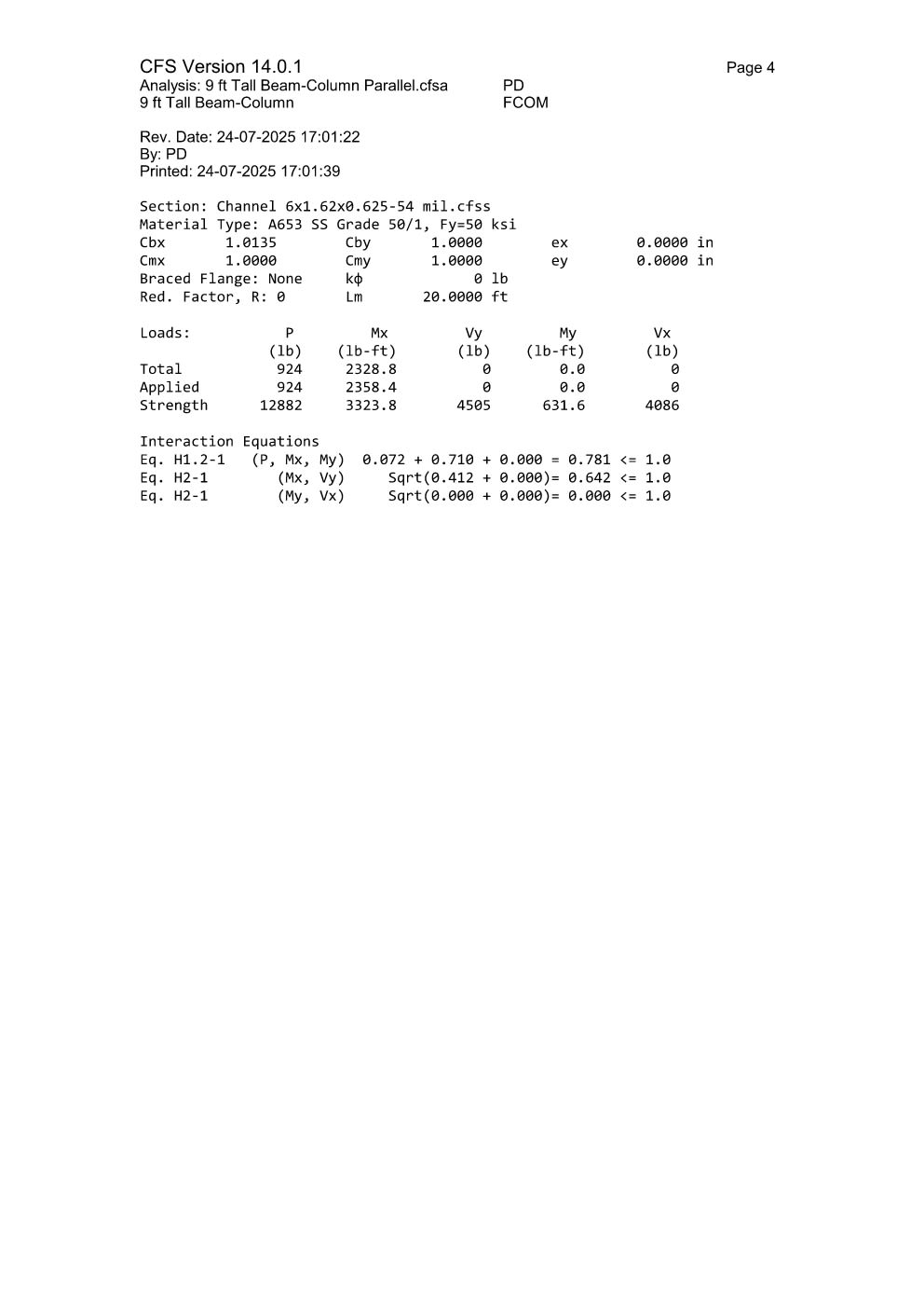 Design Calculation Sheet 100