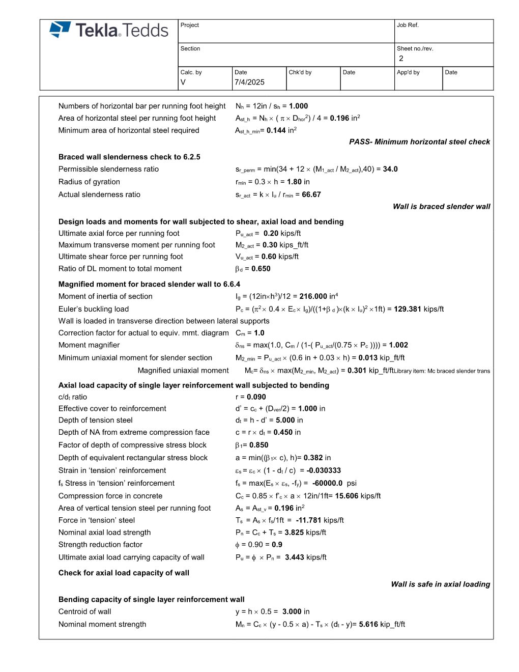 Design Calculation Sheet 110
