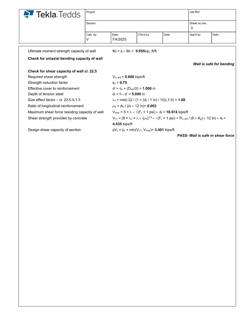 Design Calculation Sheet 111