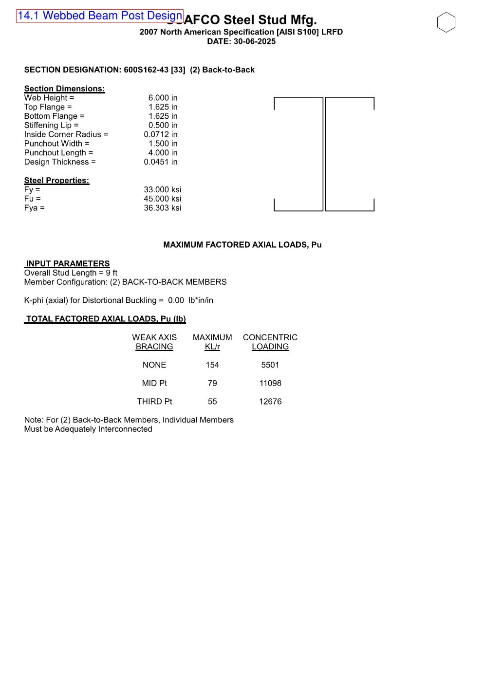Design Calculation Sheet 113