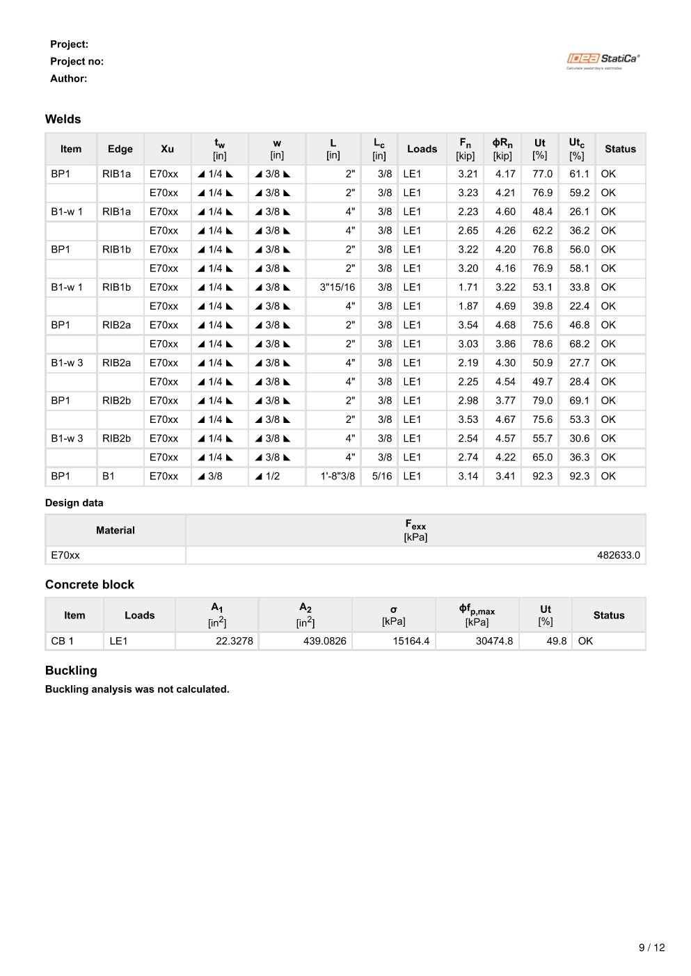 Design Calculation Sheet 150
