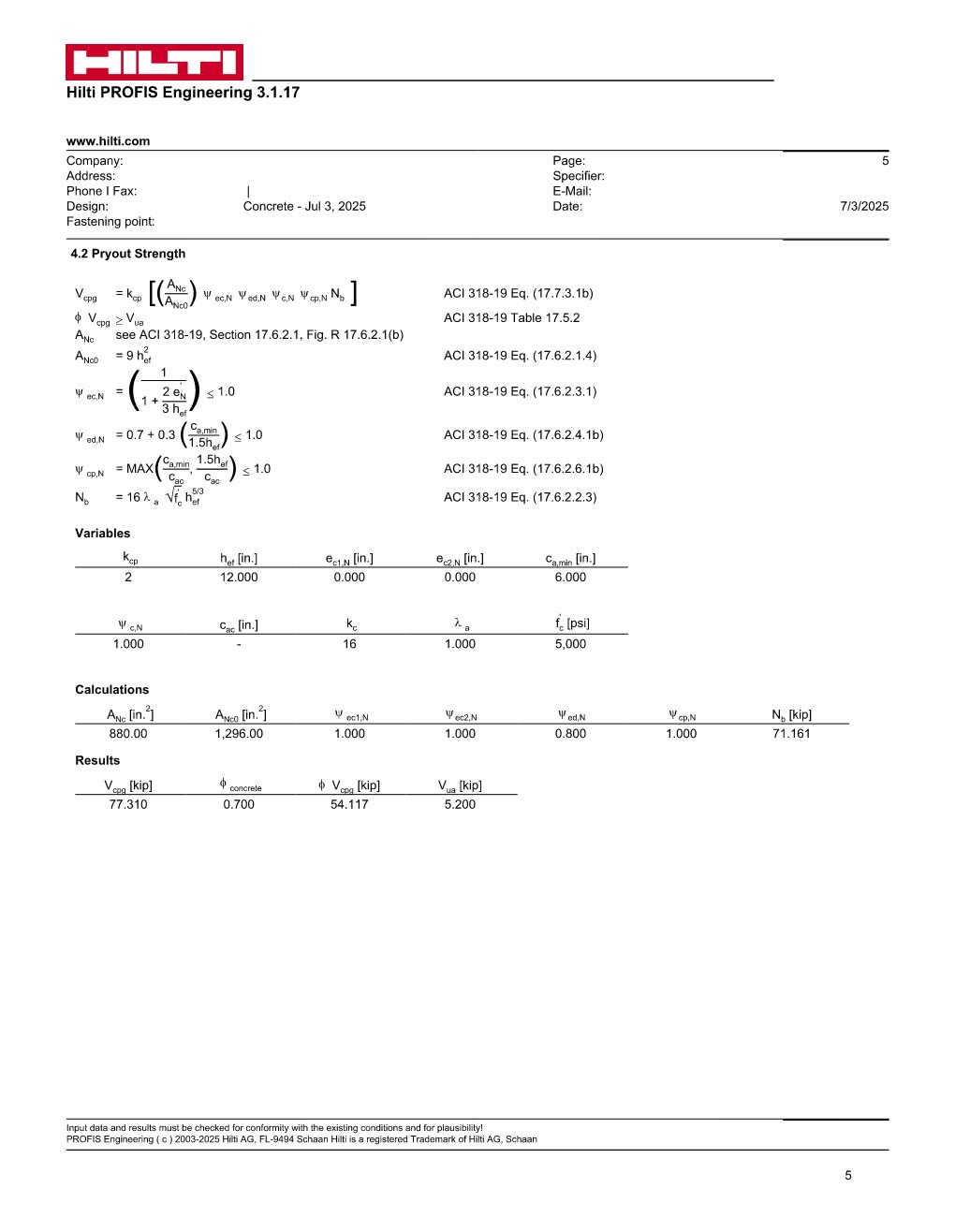 Design Calculation Sheet 158