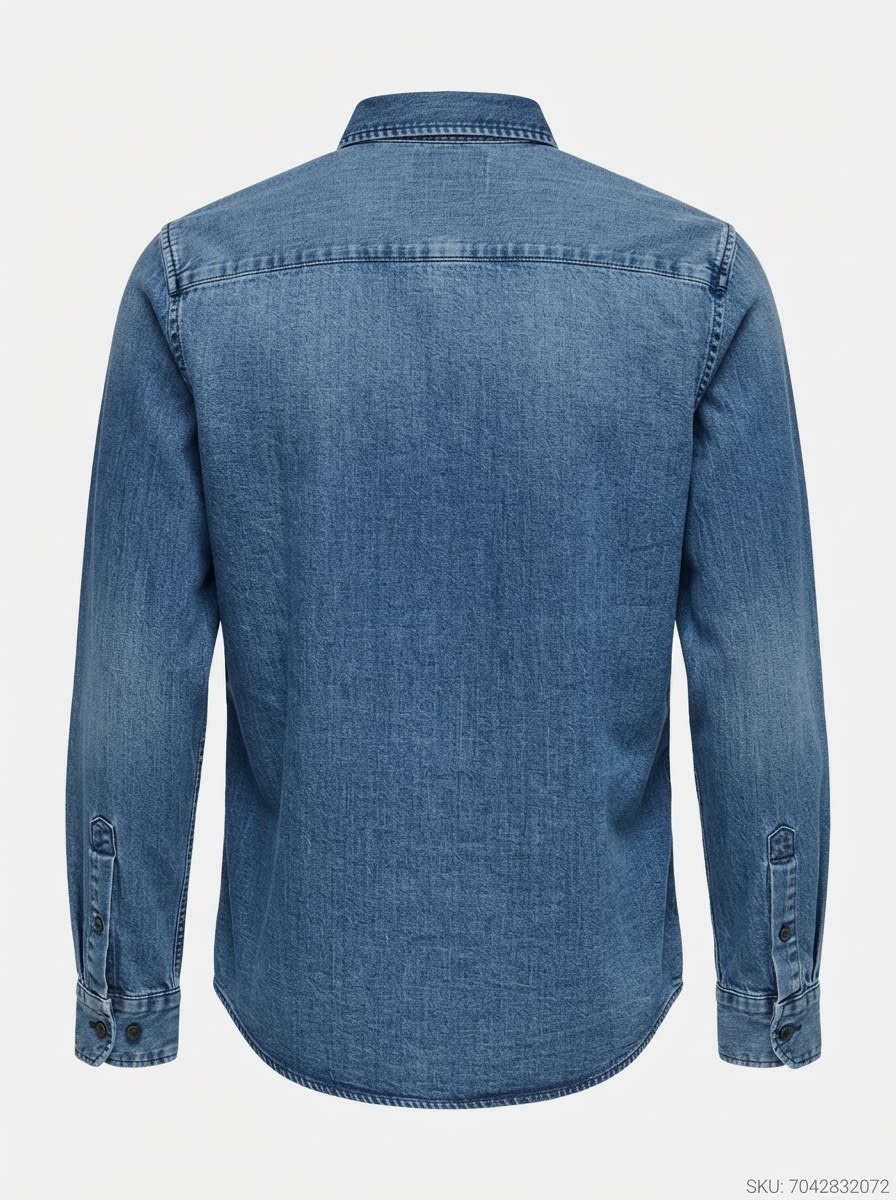 LUCA US DENIM PLAIN SHIRT-M-DENIM BLUE, image 4