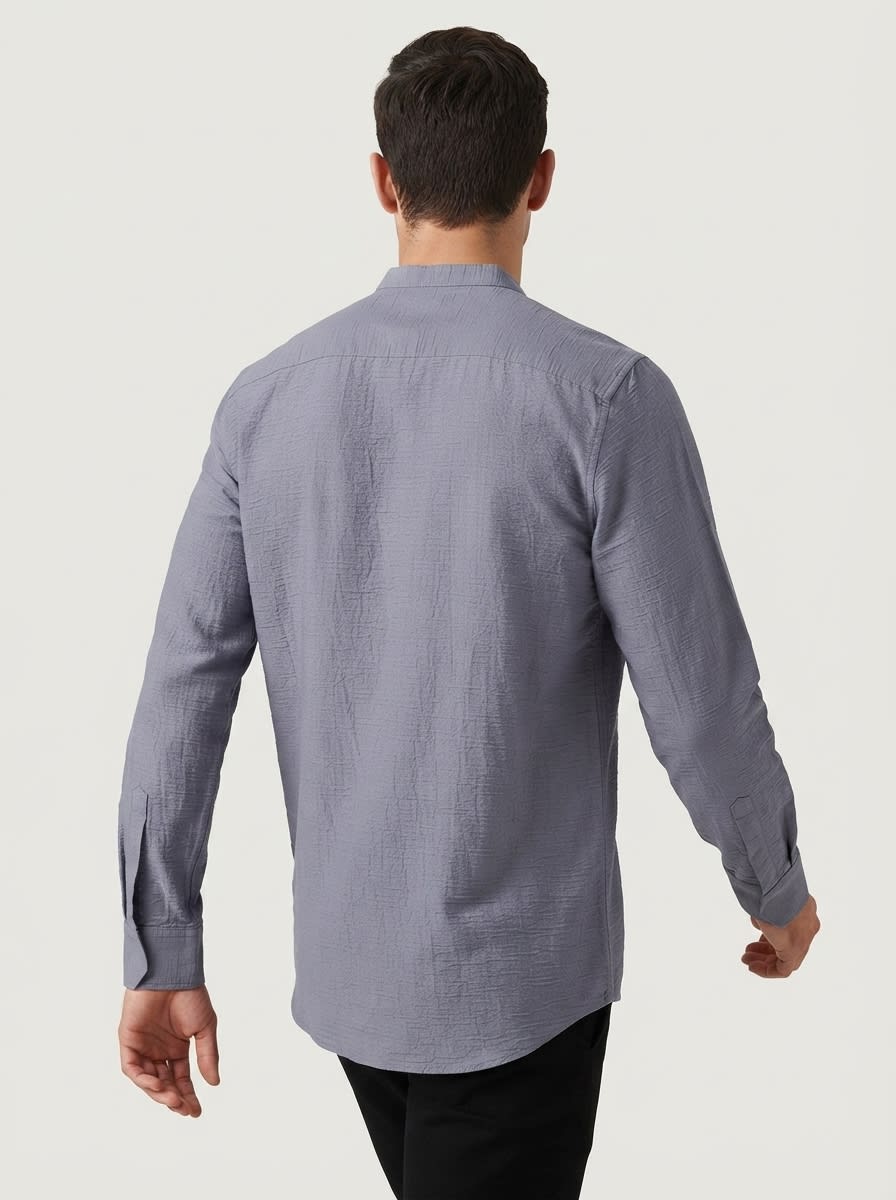 WHITE LINE IMP LINEN PLAIN CHINESE SHIRT F/S, image 2