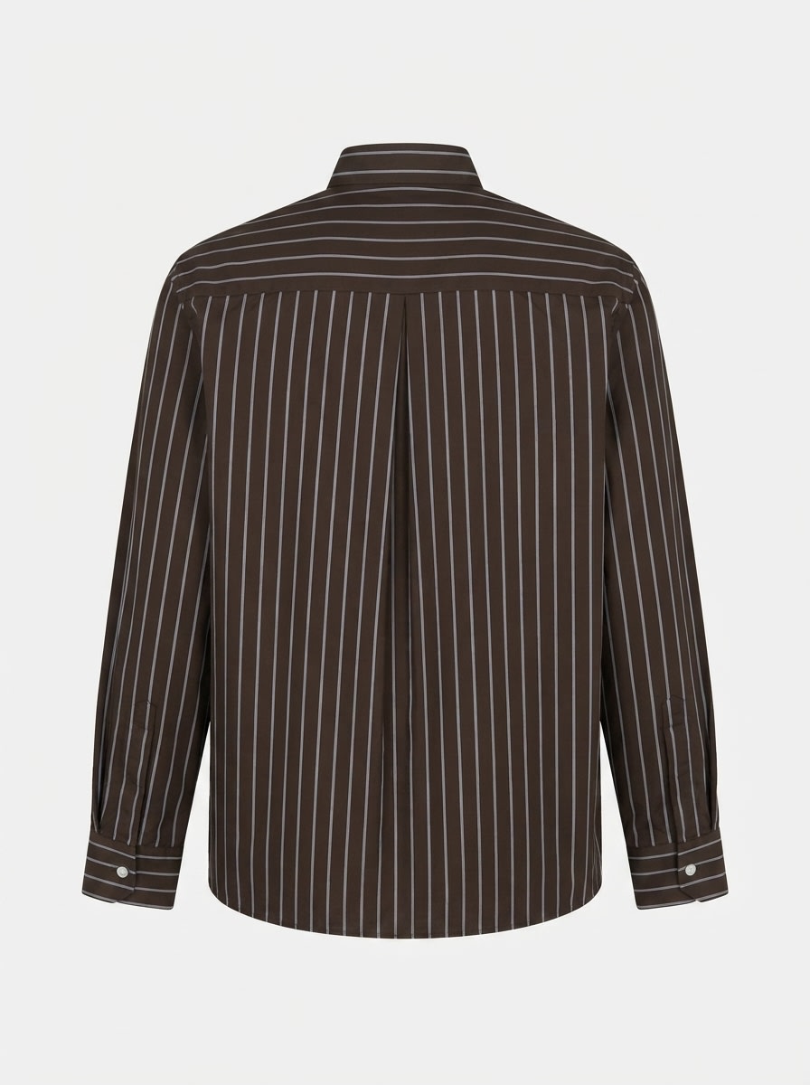 WHITE LEAF LINEN STRIPES SHIRT H/S-M- LIGHT BROWN, image 3