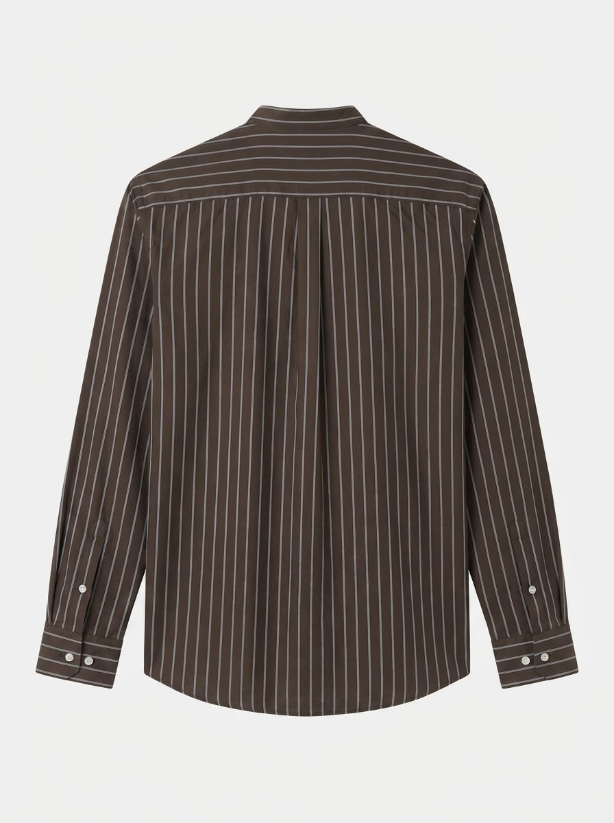 WHITE LEAF LINEN STRIPES SHIRT H/S-M- LIGHT BROWN, image 4