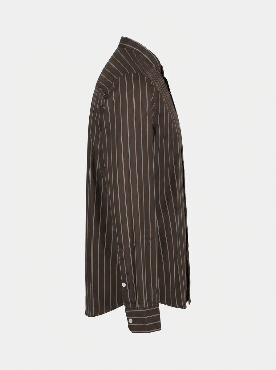 WHITE LEAF LINEN STRIPES SHIRT H/S-M- LIGHT BROWN, image 5