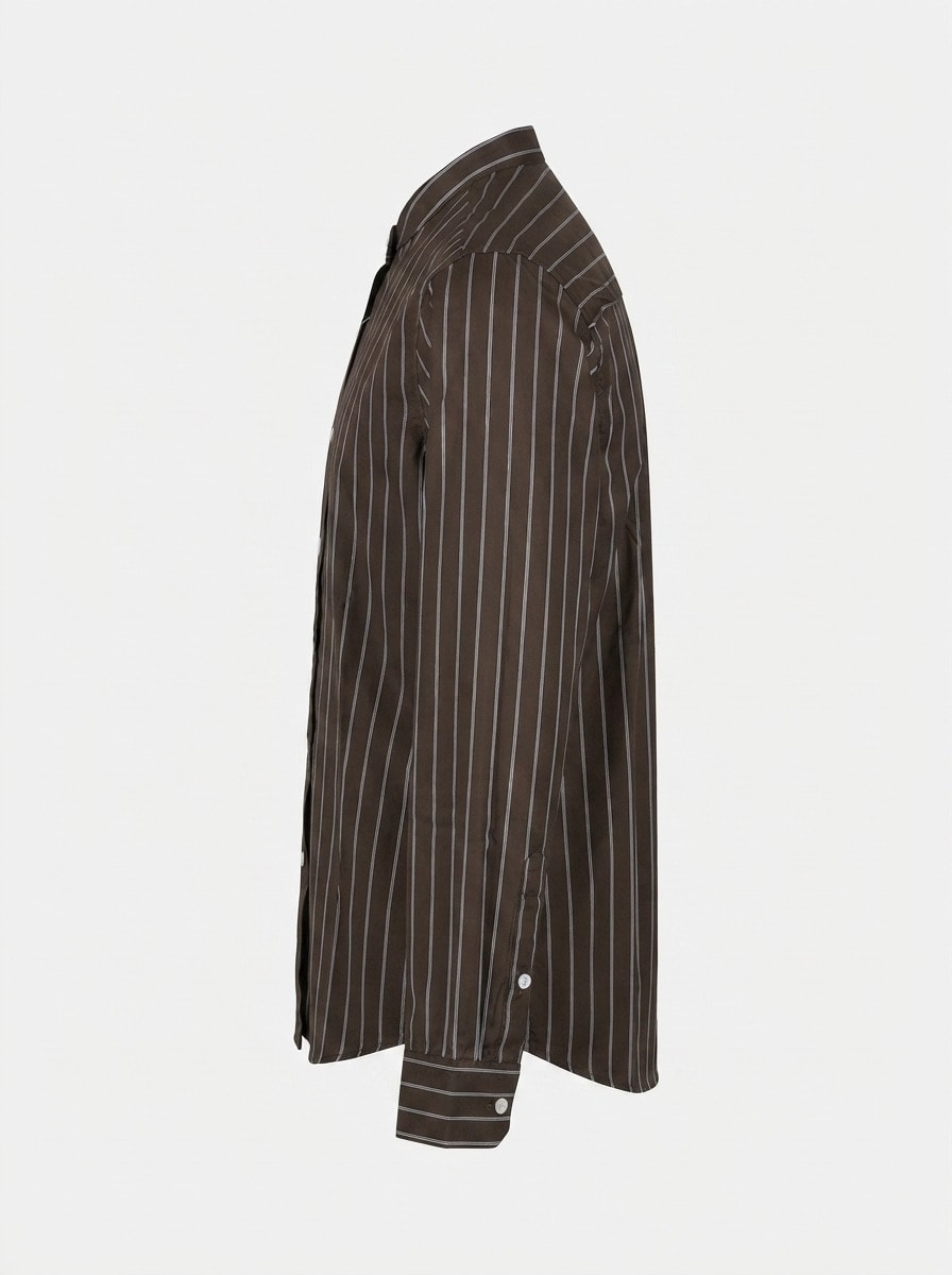 WHITE LEAF LINEN STRIPES SHIRT H/S-M- LIGHT BROWN, image 6