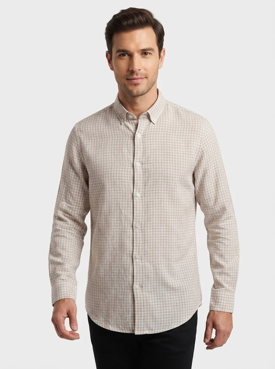 ELAN LINEN MICRO CHECKS SHIRT F/S