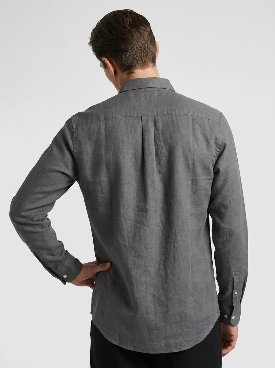 BLU LINEN PLAIN SHIRT F/S, image 2