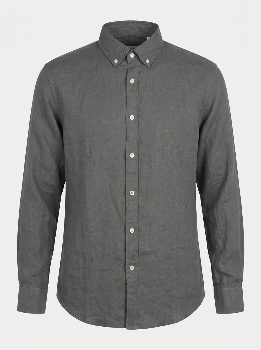 BLU LINEN PLAIN SHIRT F/S, image 3