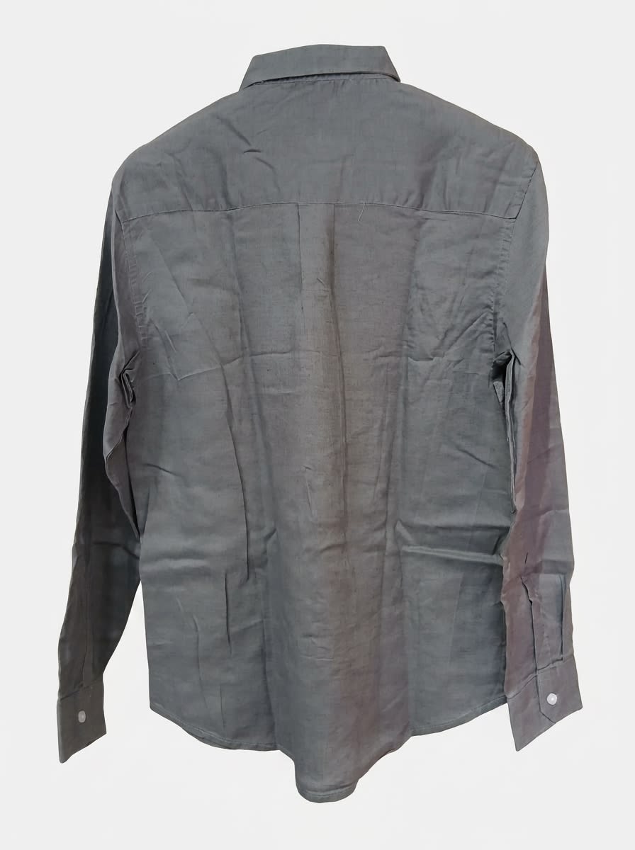 BLU LINEN PLAIN SHIRT F/S, image 4