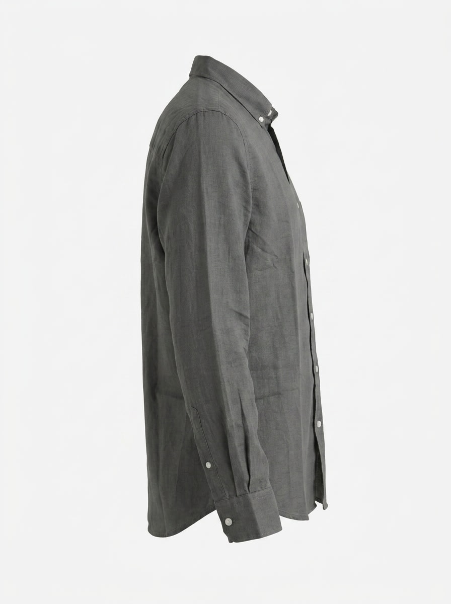 BLU LINEN PLAIN SHIRT F/S, image 5