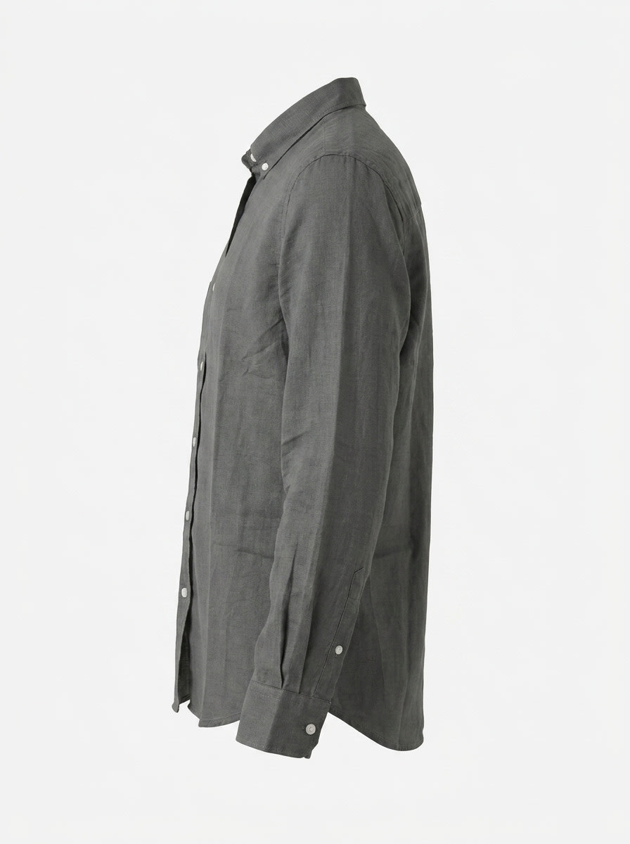 BLU LINEN PLAIN SHIRT F/S, image 6