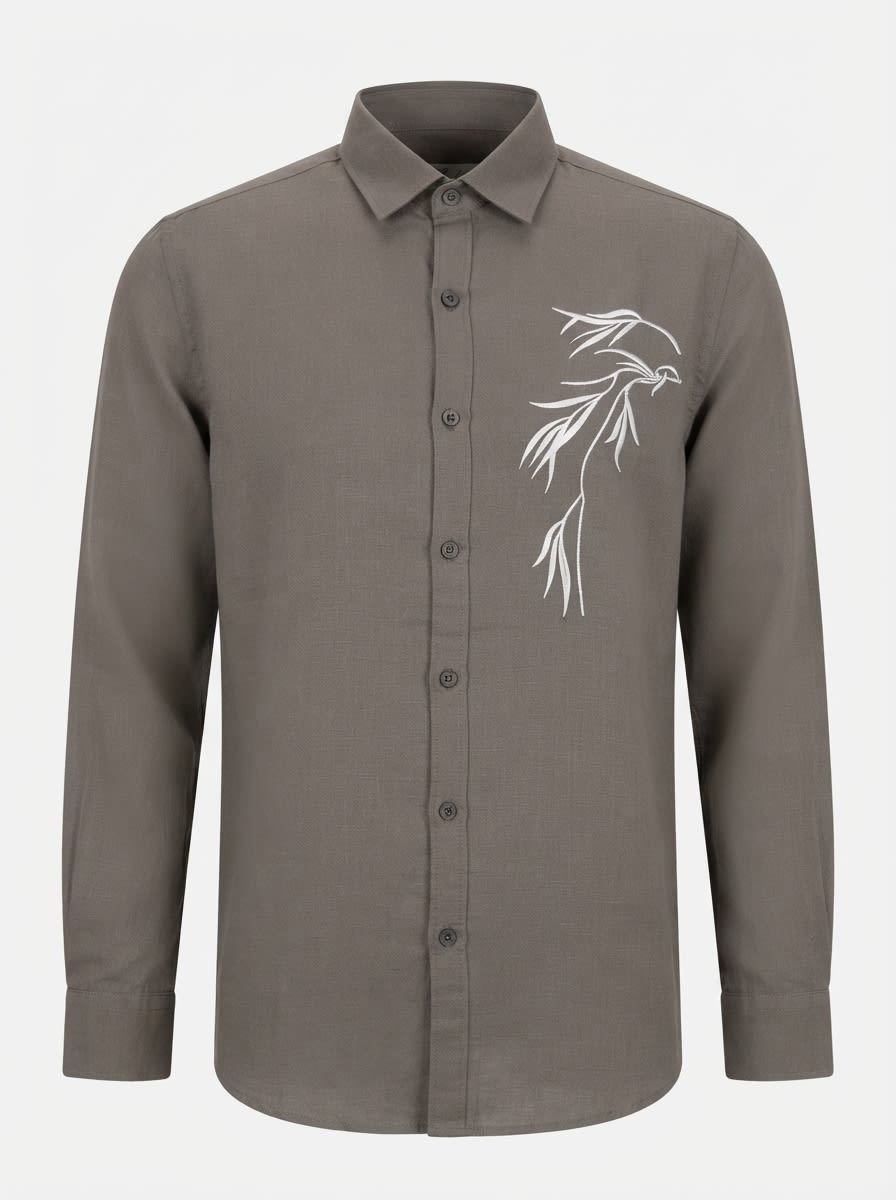 FINE LEGENDS LINEN CHEST EMBROIDERY SHIRT F/S, image 3