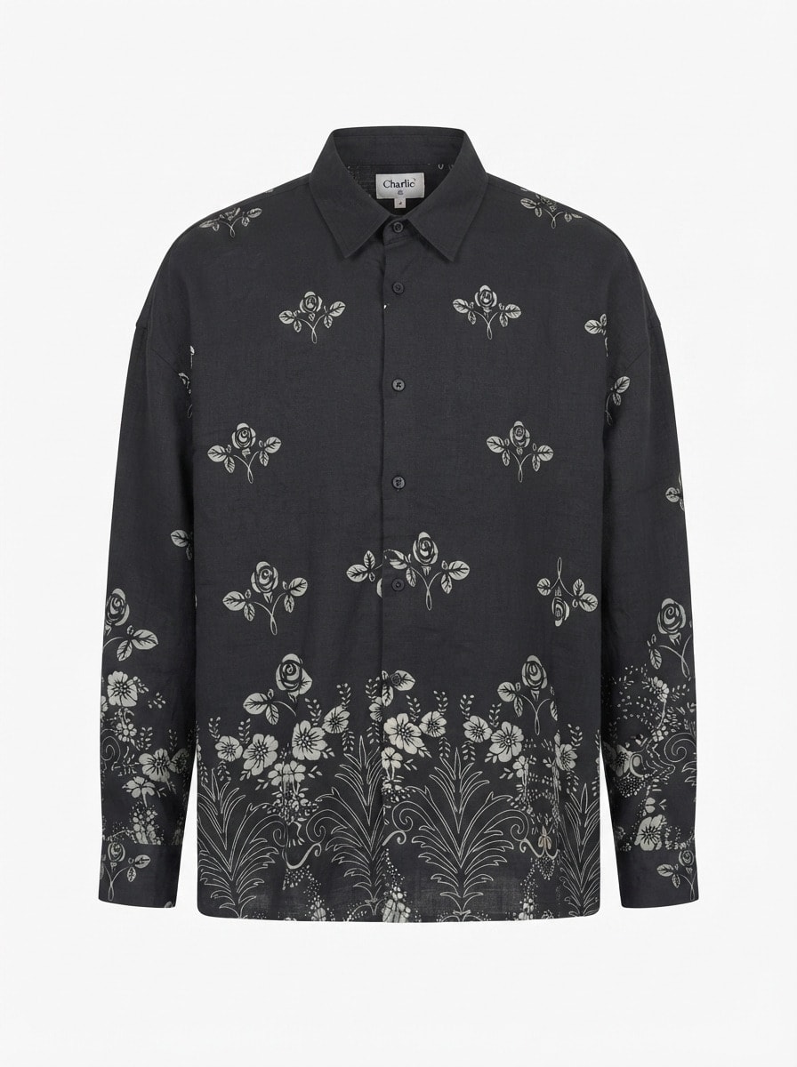 GR3619 CHARLLY IMP LINEN PRINT SHIRT F/S, image 3