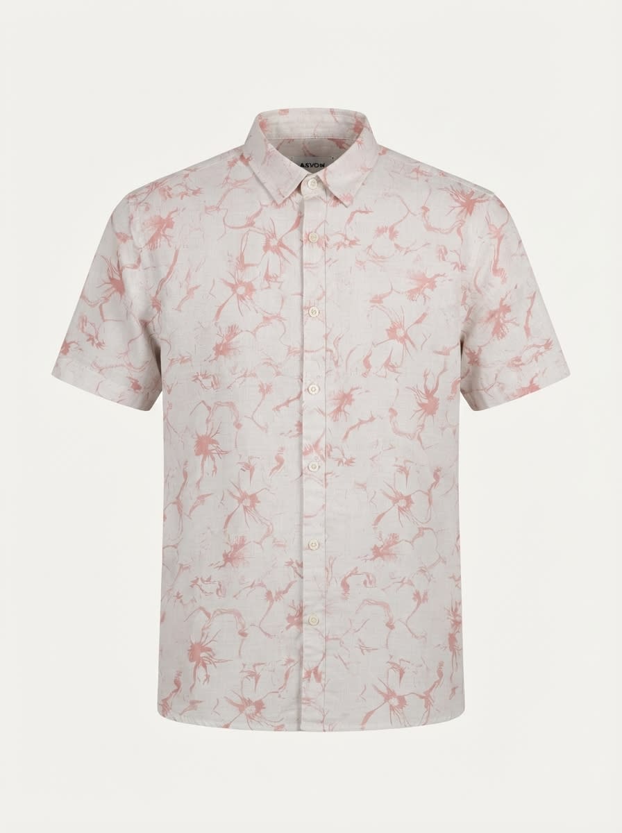 WHITE LEAF LINEN PRINT SHIRT H/S, image 3