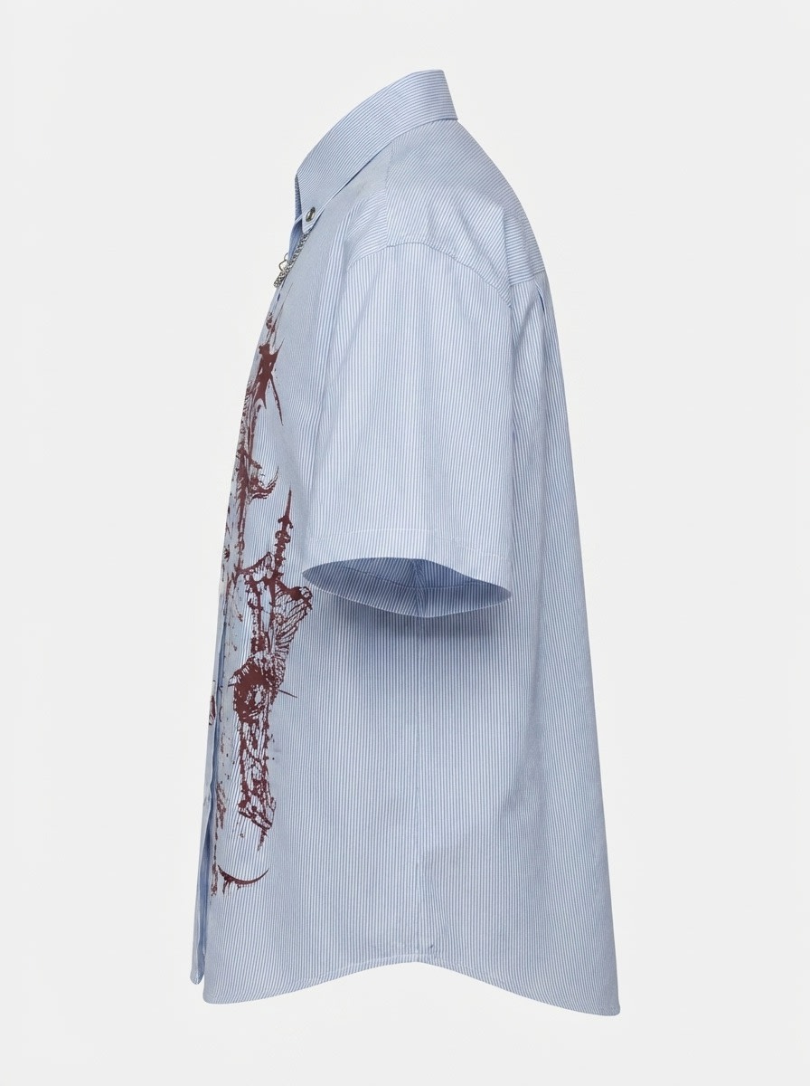 LOOPY POLYSTER STRIPES CHAIN SHIRT H/S, image 6
