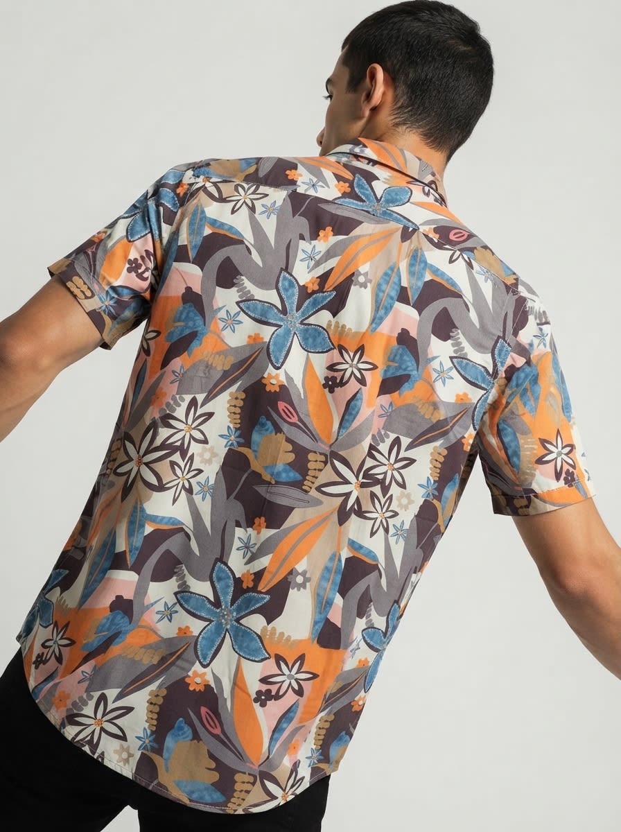 RED JEANS RAYON PRINT SHIRT H/S, image 2