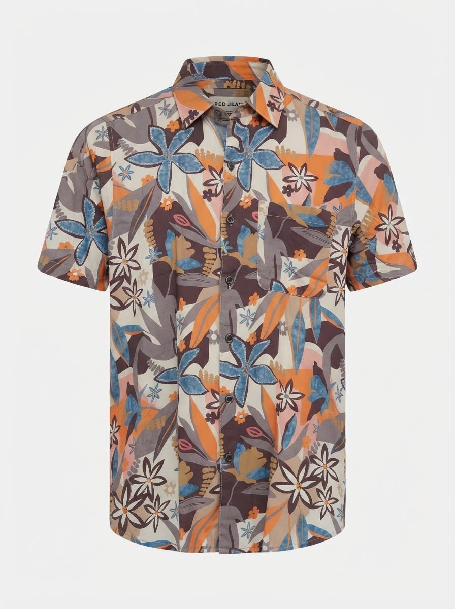 RED JEANS RAYON PRINT SHIRT H/S, image 3