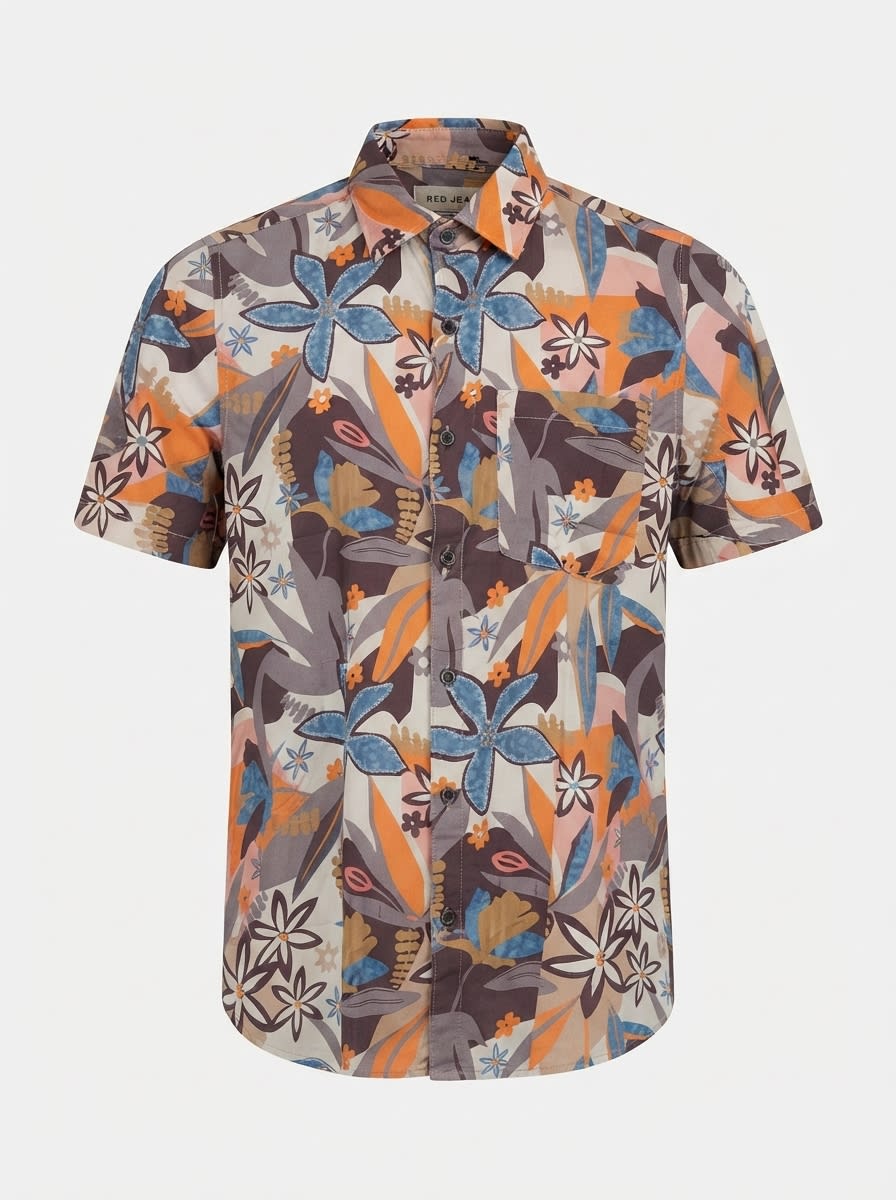 RED JEANS RAYON PRINT SHIRT H/S, image 4