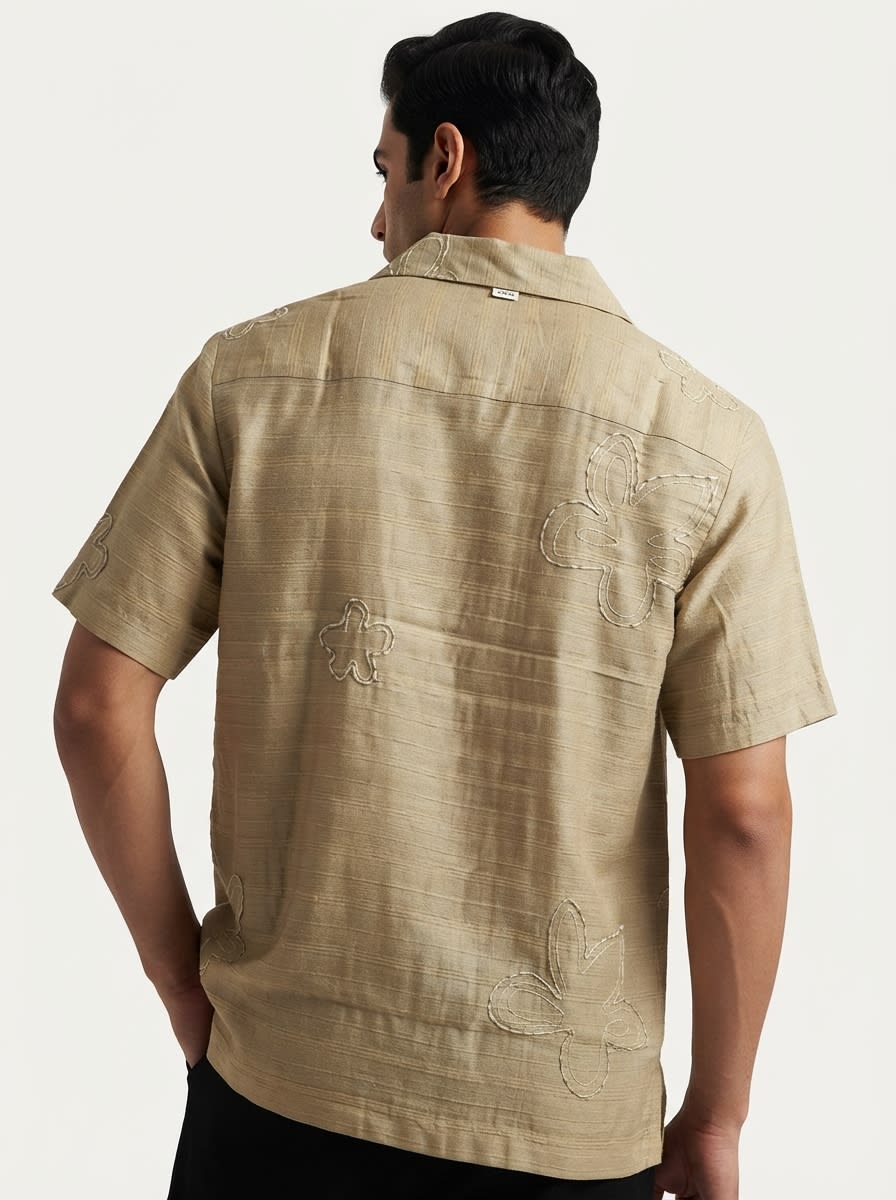 ELITOV IMP EMBROIDERY CUBA COLLAR SHIRT H/S-L-MUSTARD YELLOW, image 2