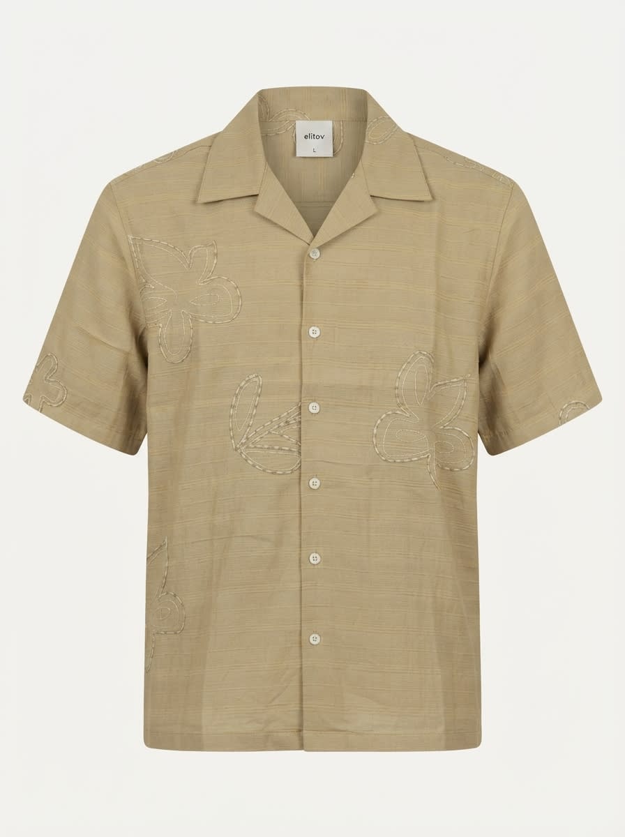 ELITOV IMP EMBROIDERY CUBA COLLAR SHIRT H/S-L-MUSTARD YELLOW, image 3
