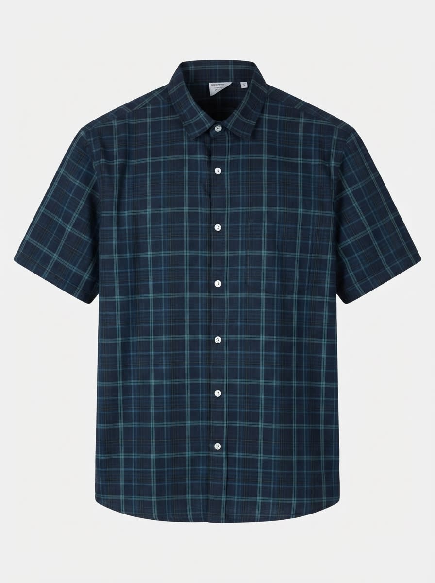 CADET OXFORD CHECK BACK PRINT SHIRT H/S, image 3
