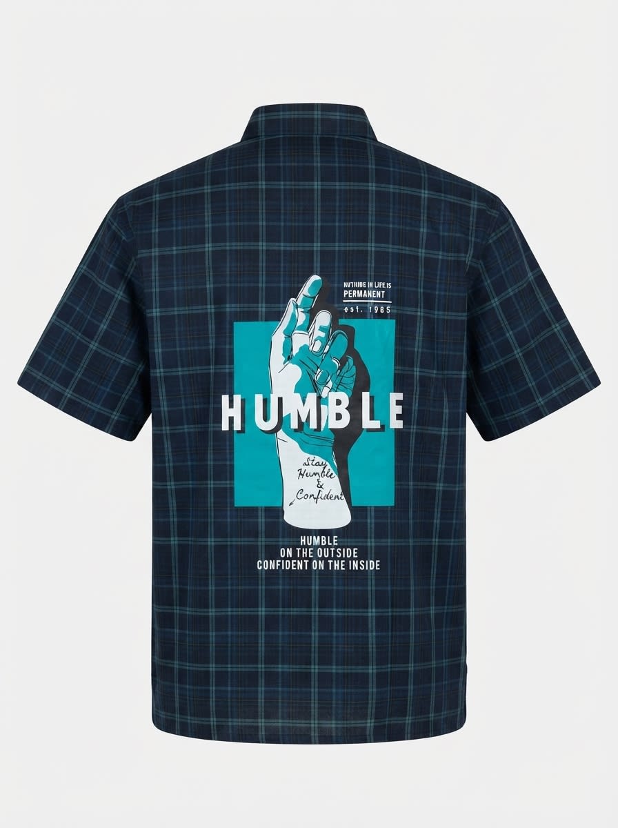CADET OXFORD CHECK BACK PRINT SHIRT H/S, image 4