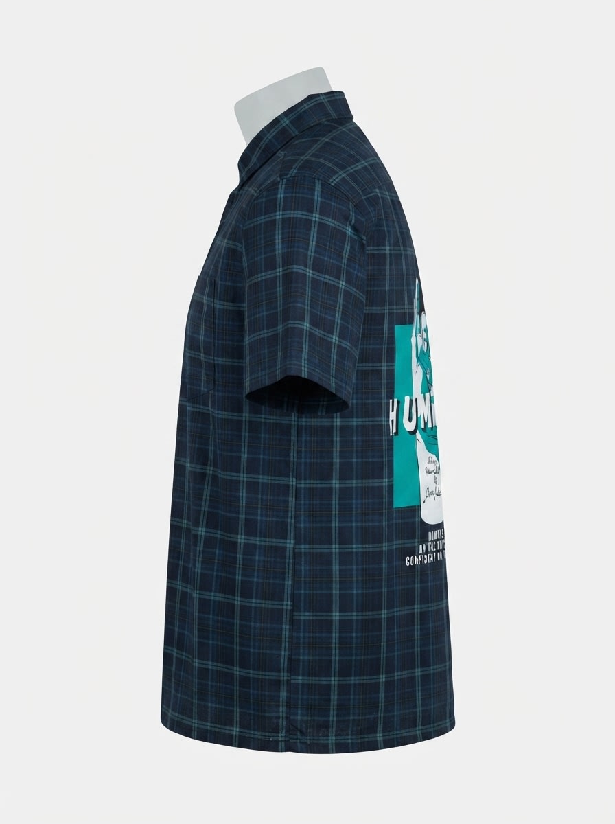 CADET OXFORD CHECK BACK PRINT SHIRT H/S, image 5