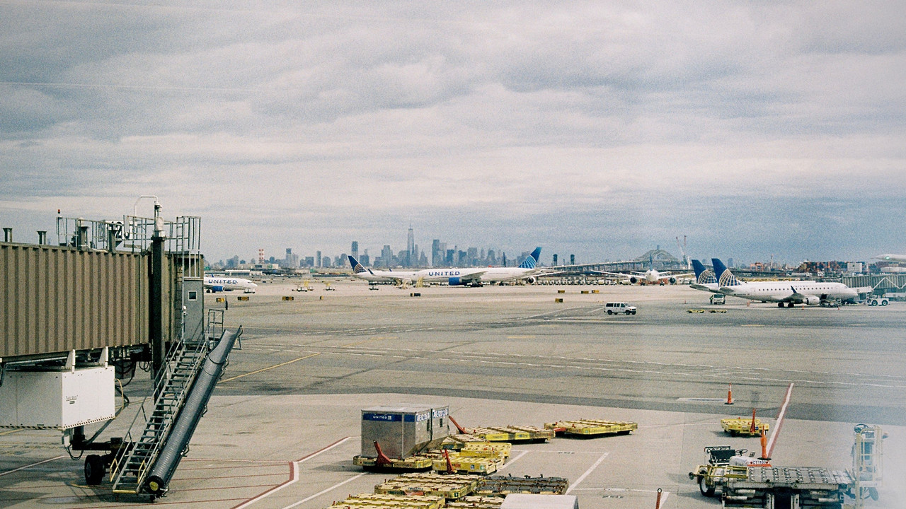 Airport control tower and taxiway