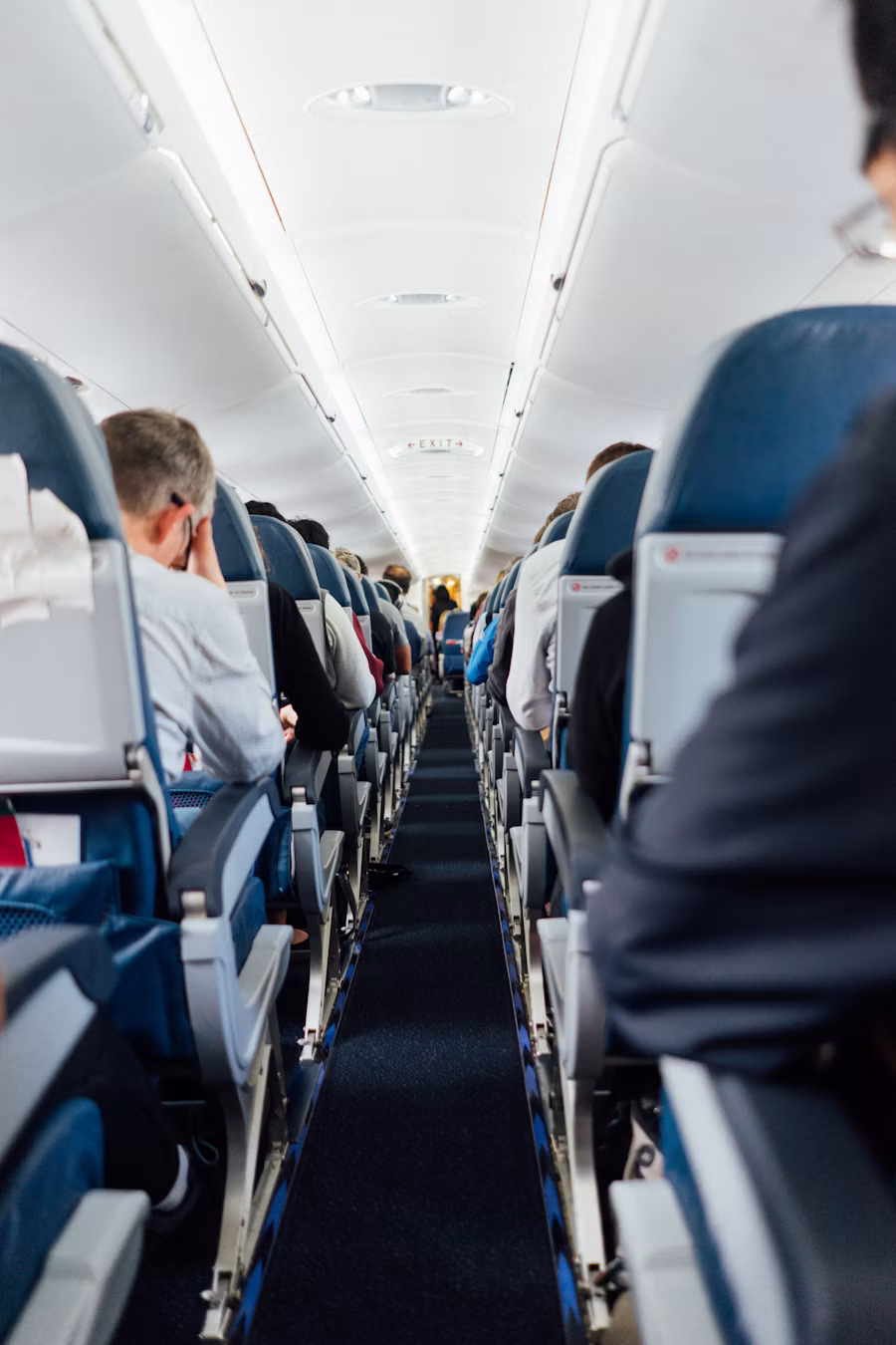 Business class lie-flat seats on a modern aircraft