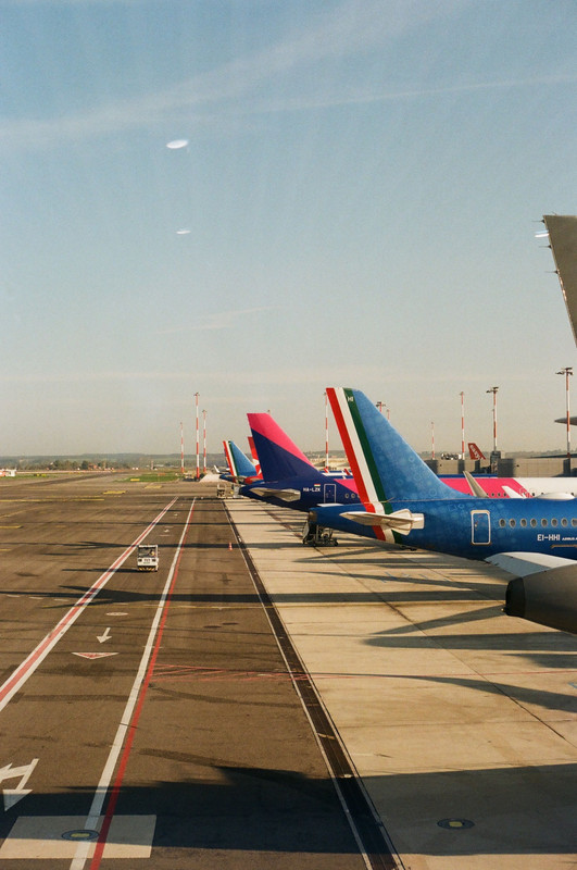 Departure board inside an airport