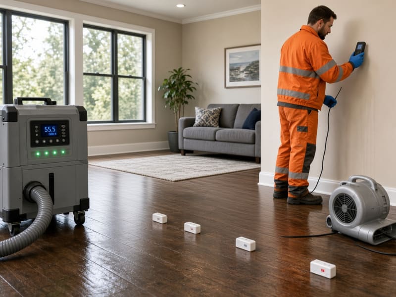 Industrial structural drying and dehumidification equipment after water damage