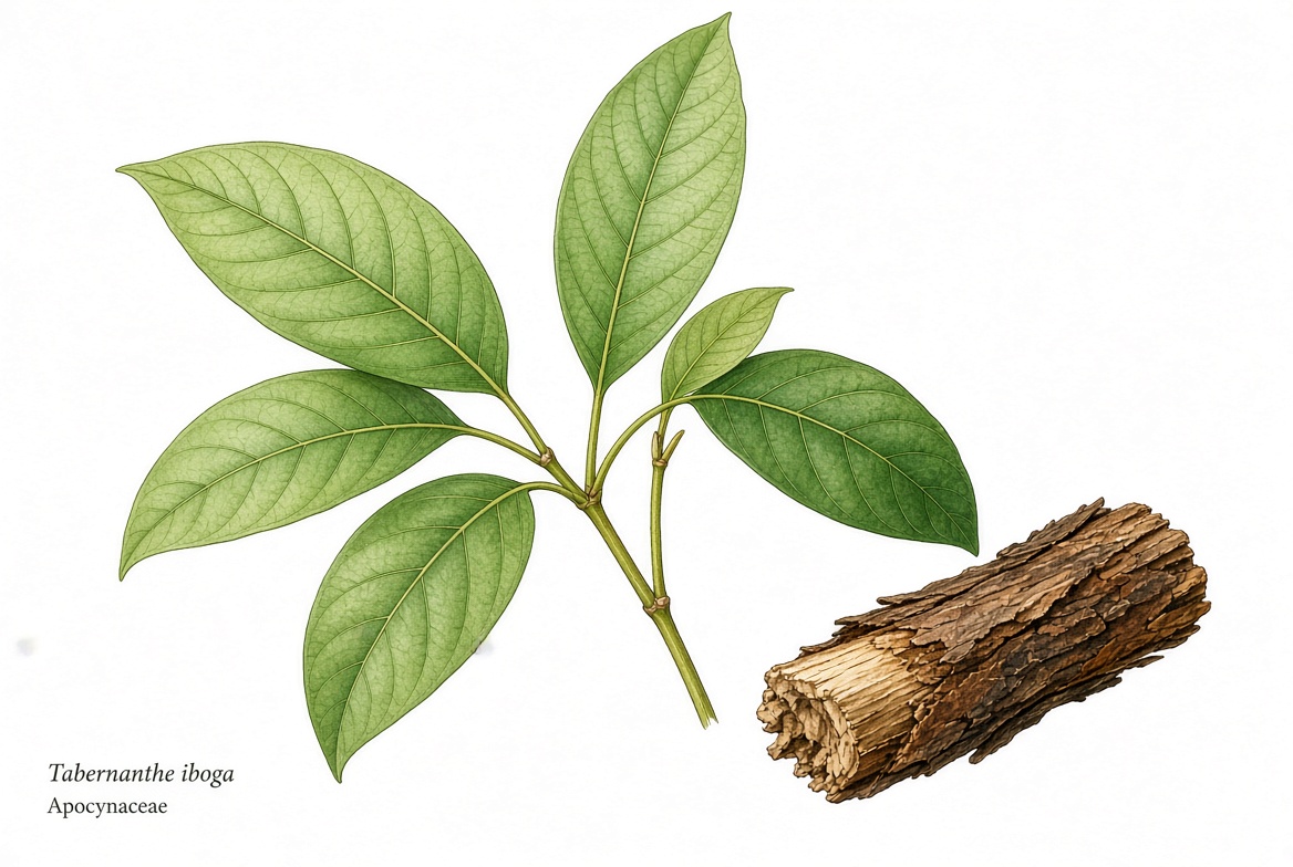 Iboga plant root Tabernanthe iboga used for ibogaine treatment
