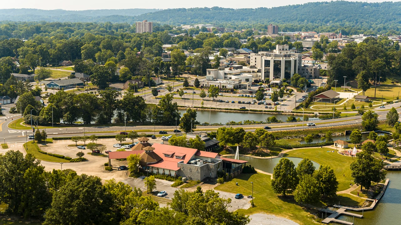 Aerial view of Gadsden, Alabama — The Treatment Centers serves Etowah County