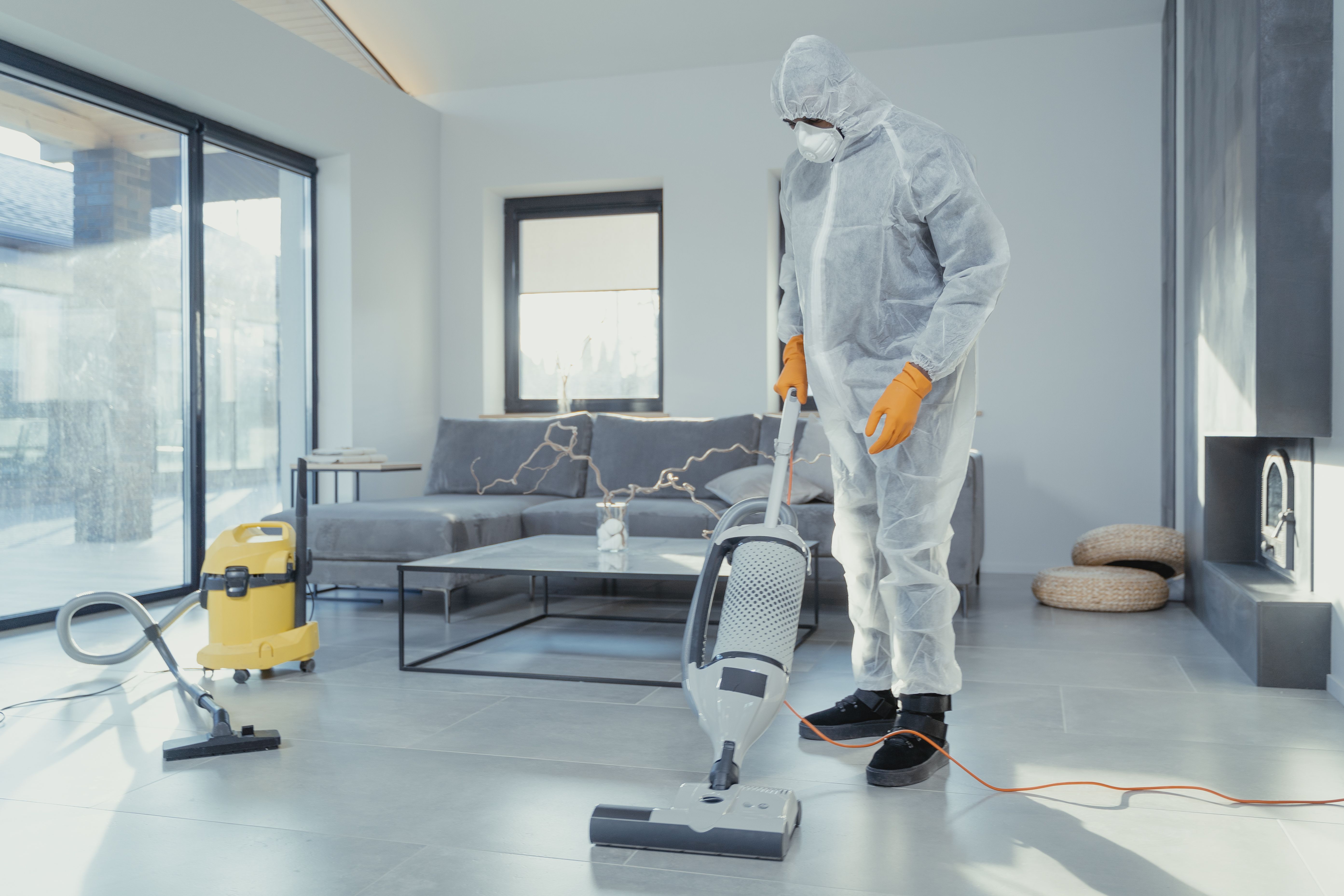 Mold remediation technician working in an Oshkosh Wisconsin home